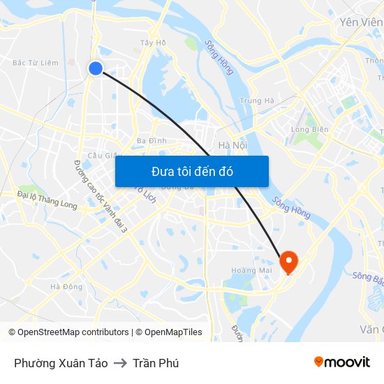 Phường Xuân Tảo to Trần Phú map