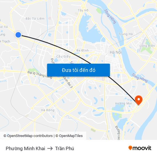 Phường Minh Khai to Trần Phú map