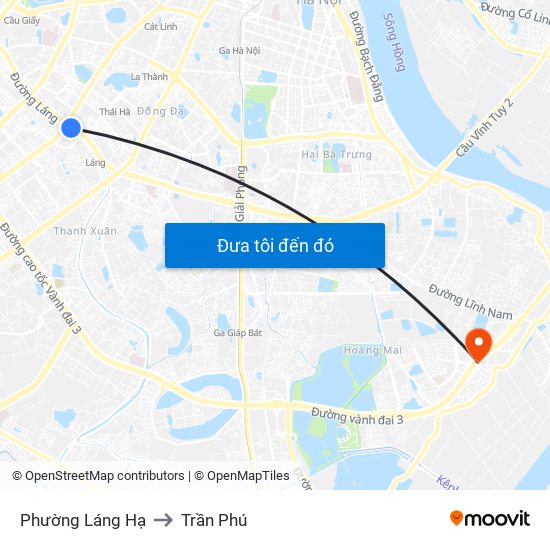 Phường Láng Hạ to Trần Phú map