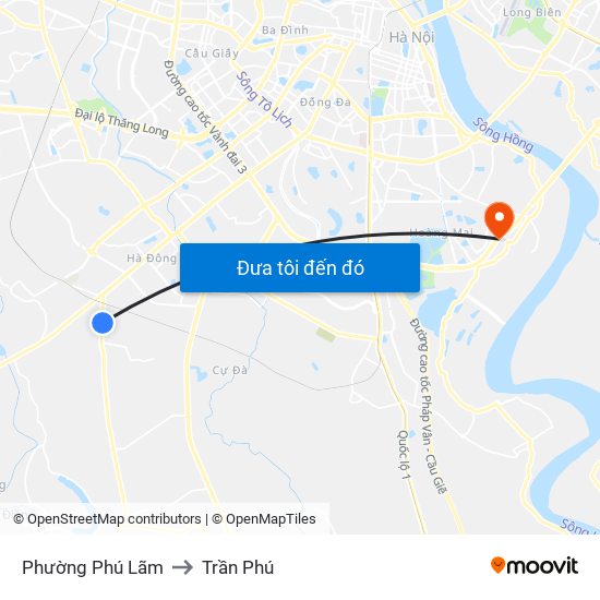 Phường Phú Lãm to Trần Phú map