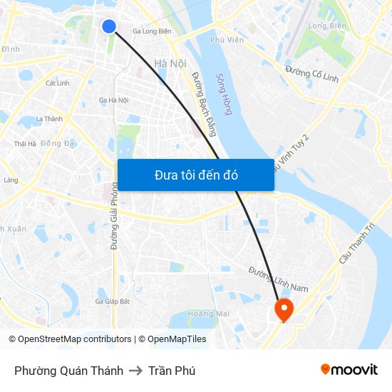 Phường Quán Thánh to Trần Phú map