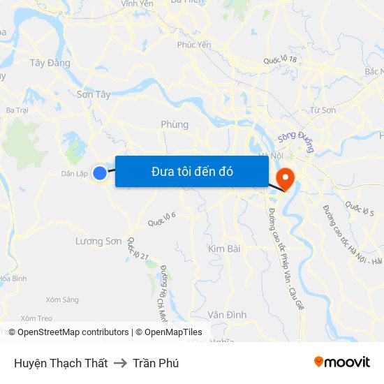 Huyện Thạch Thất to Trần Phú map