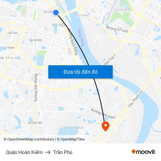 Quận Hoàn Kiếm to Trần Phú map