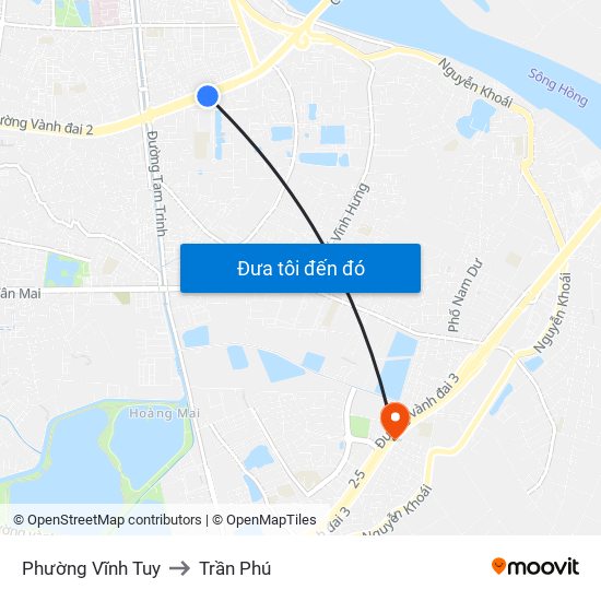 Phường Vĩnh Tuy to Trần Phú map