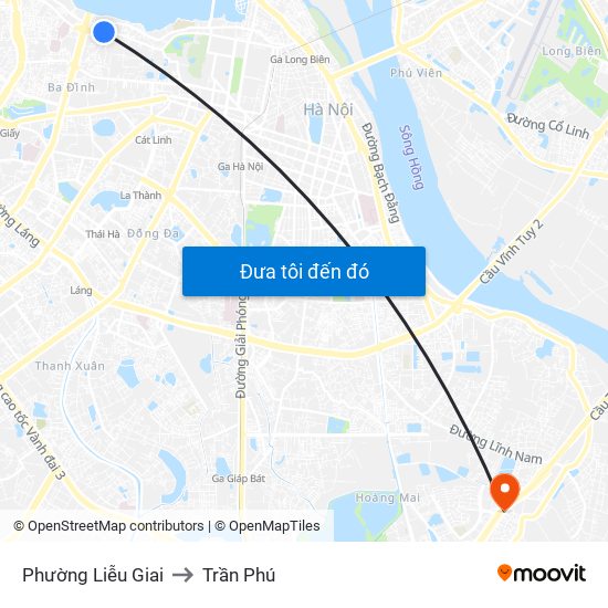 Phường Liễu Giai to Trần Phú map