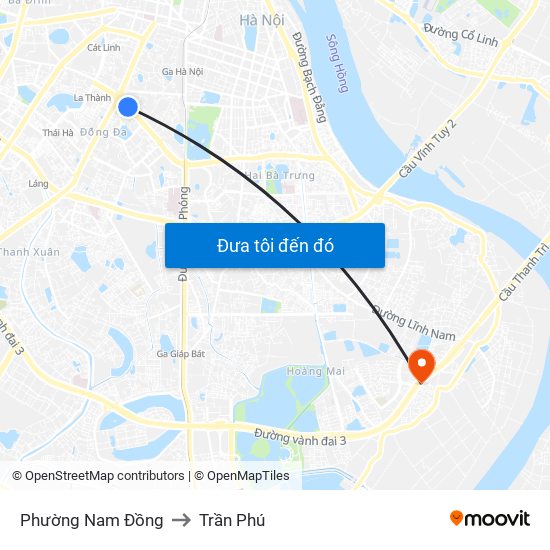 Phường Nam Đồng to Trần Phú map