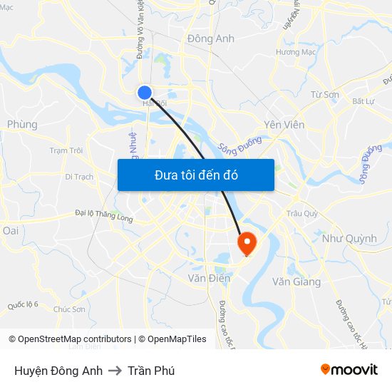 Huyện Đông Anh to Trần Phú map