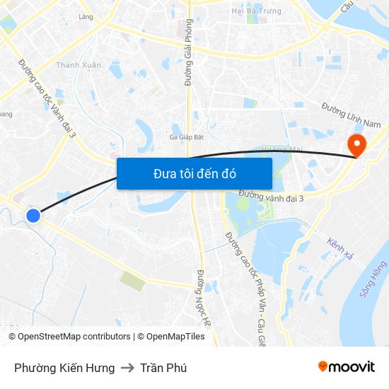 Phường Kiến Hưng to Trần Phú map