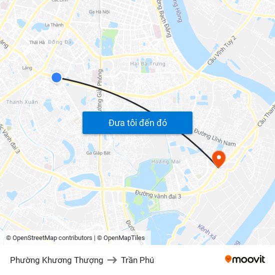 Phường Khương Thượng to Trần Phú map