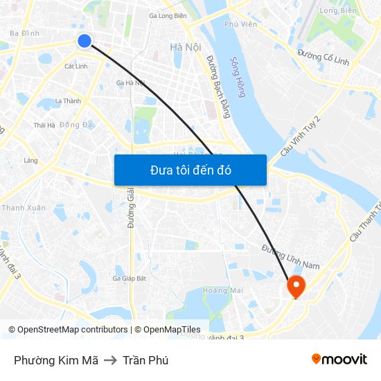 Phường Kim Mã to Trần Phú map