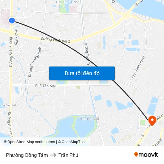 Phường Đồng Tâm to Trần Phú map