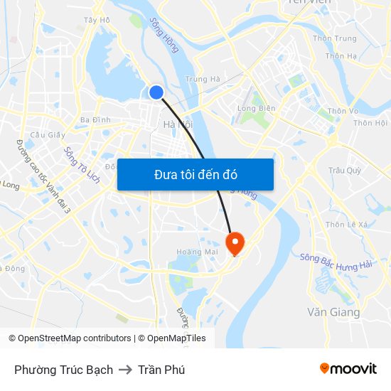Phường Trúc Bạch to Trần Phú map