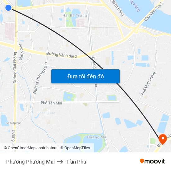 Phường Phương Mai to Trần Phú map