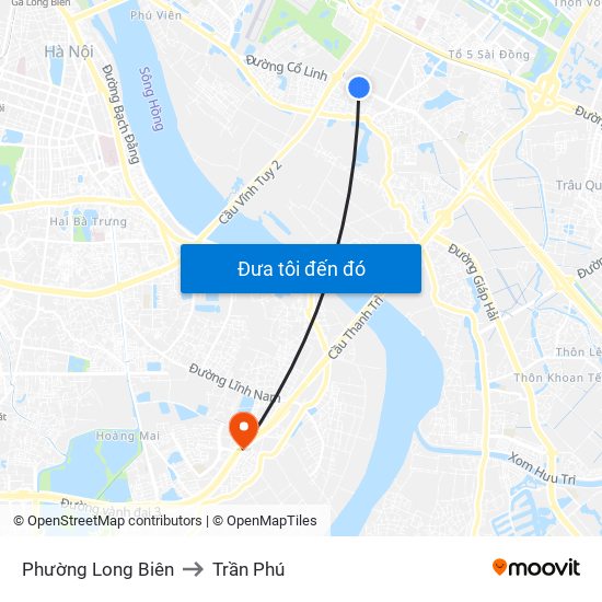 Phường Long Biên to Trần Phú map