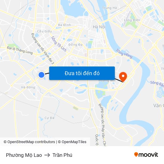 Phường Mộ Lao to Trần Phú map