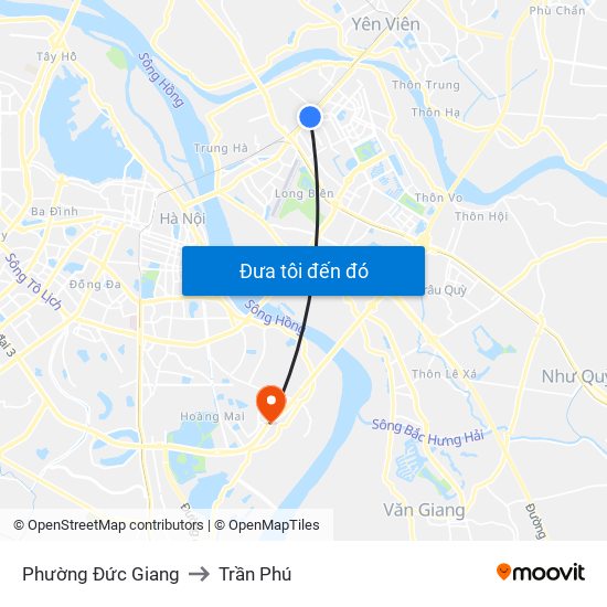 Phường Đức Giang to Trần Phú map