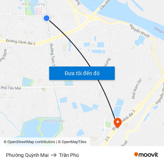 Phường Quỳnh Mai to Trần Phú map