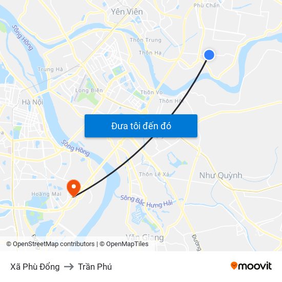 Xã Phù Đổng to Trần Phú map