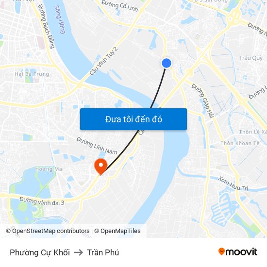 Phường Cự Khối to Trần Phú map