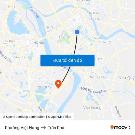 Phường Việt Hưng to Trần Phú map