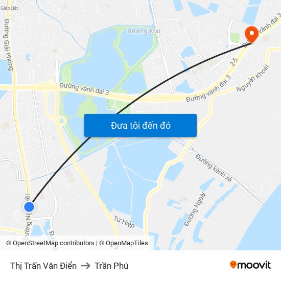 Thị Trấn Văn Điển to Trần Phú map