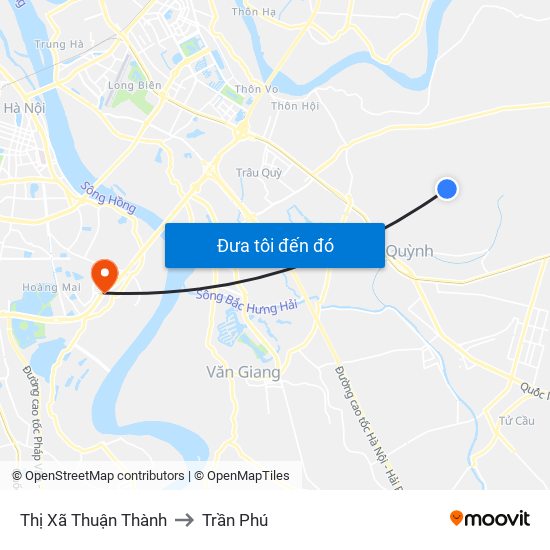 Thị Xã Thuận Thành to Trần Phú map