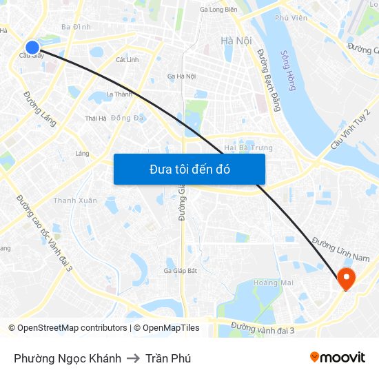 Phường Ngọc Khánh to Trần Phú map