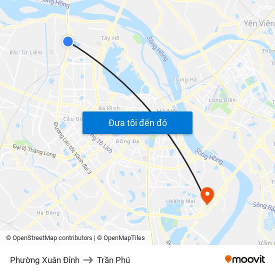 Phường Xuân Đỉnh to Trần Phú map