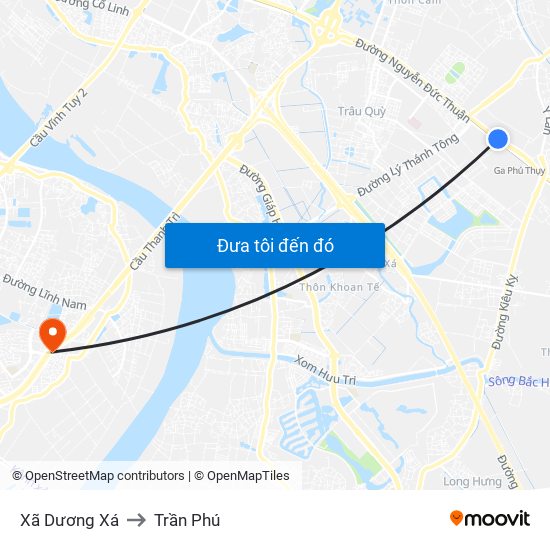 Xã Dương Xá to Trần Phú map