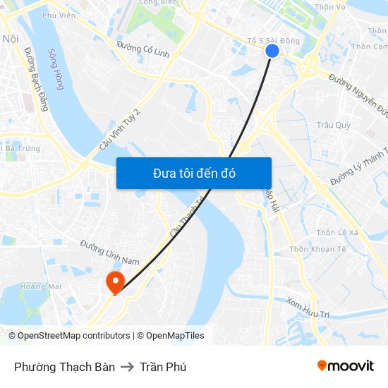 Phường Thạch Bàn to Trần Phú map