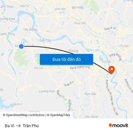 Ba Vì to Trần Phú map
