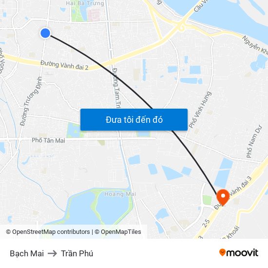 Bạch Mai to Trần Phú map