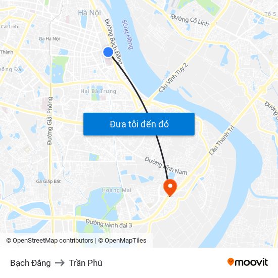 Bạch Đằng to Trần Phú map