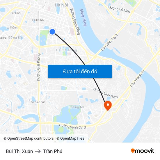 Bùi Thị Xuân to Trần Phú map