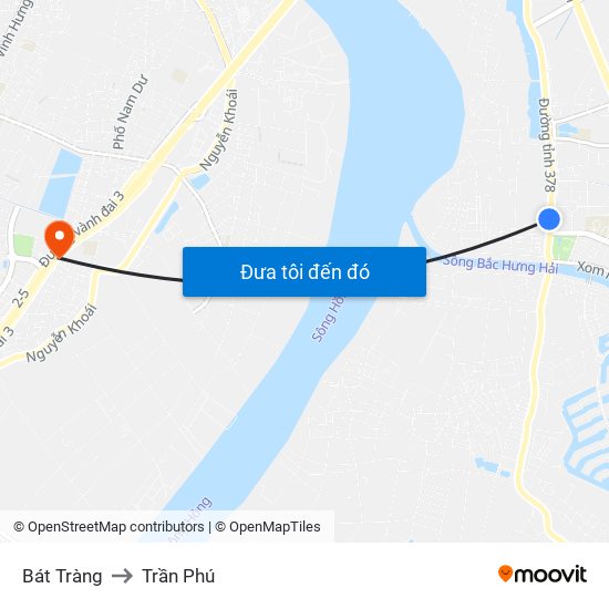 Bát Tràng to Trần Phú map