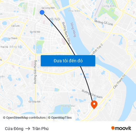 Cửa Đông to Trần Phú map