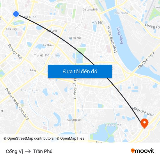 Cống Vị to Trần Phú map