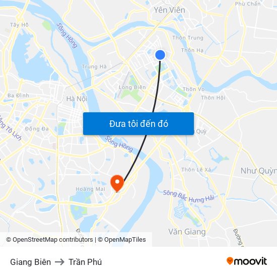 Giang Biên to Trần Phú map