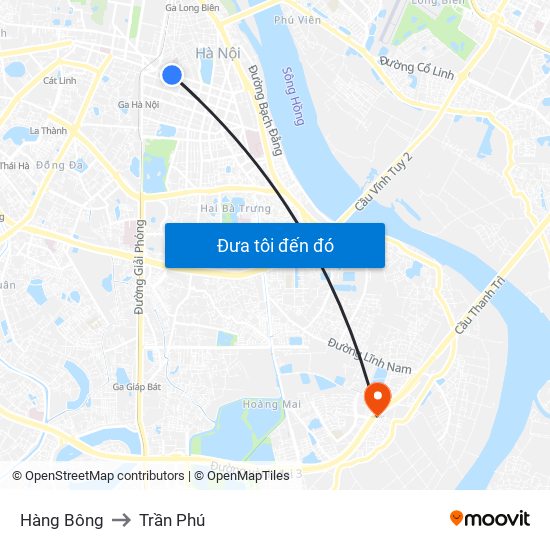 Hàng Bông to Trần Phú map
