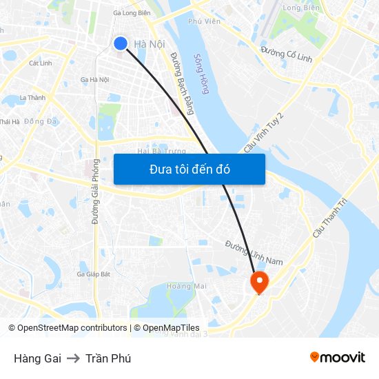 Hàng Gai to Trần Phú map