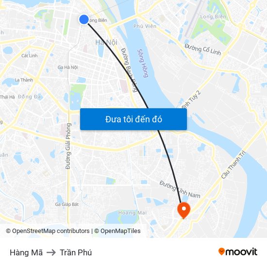 Hàng Mã to Trần Phú map