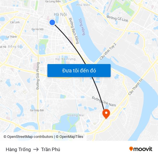 Hàng Trống to Trần Phú map