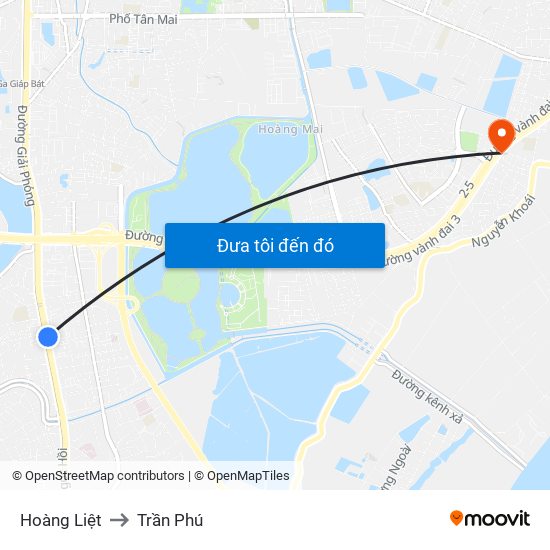 Hoàng Liệt to Trần Phú map