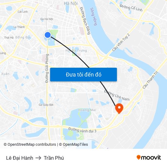 Lê Đại Hành to Trần Phú map