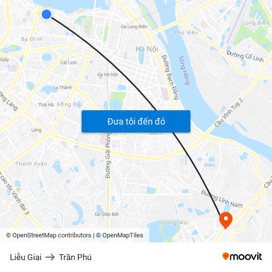 Liễu Giai to Trần Phú map