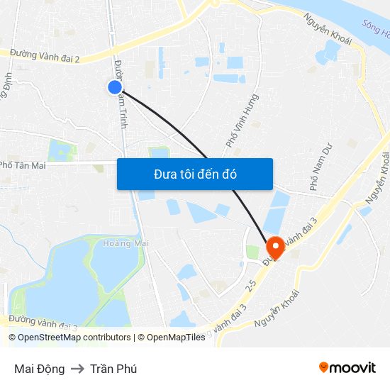 Mai Động to Trần Phú map