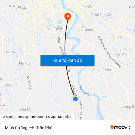 Minh Cường to Trần Phú map