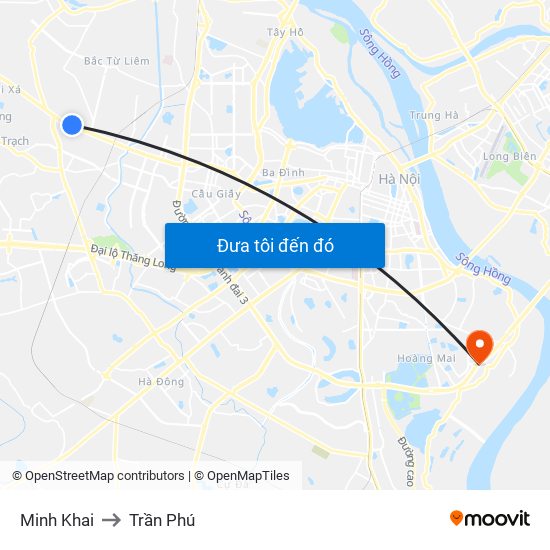 Minh Khai to Trần Phú map