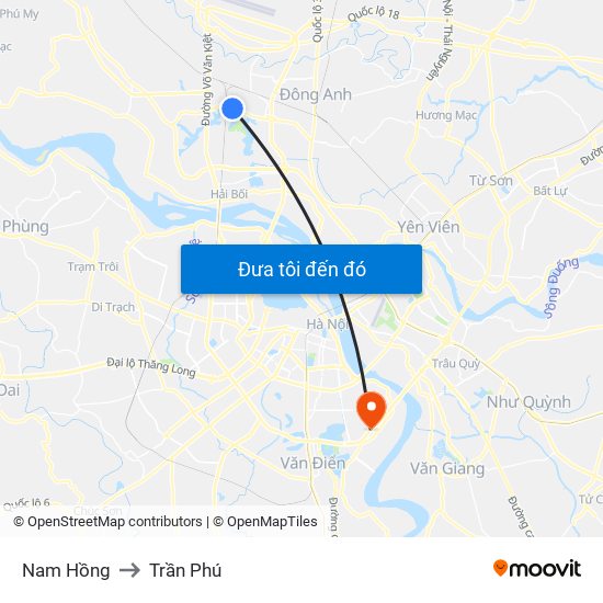 Nam Hồng to Trần Phú map