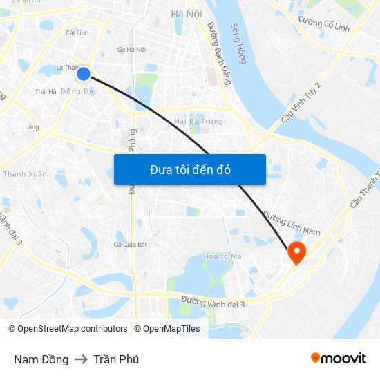 Nam Đồng to Trần Phú map